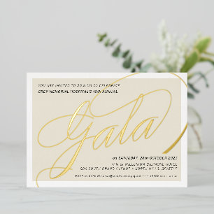 Invitation En Aluminium GALÀ DE LEVÉE DE FONDS calligraphie élégante ivoir