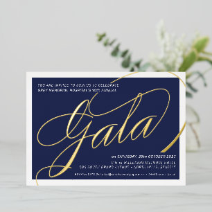 Invitation En Aluminium GALÀ DE LEVÉE DE FONDS calligraphie élégante marin
