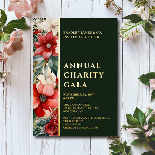 Invitation En Aluminium Gala de soirée de charité florale élégante avec fe