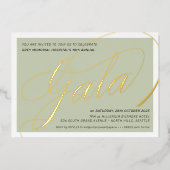 Invitation En Aluminium GALA FUNDRAISING élégant calligraphie vert sauge (Recto)