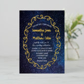 Invitation En Aluminium Galaxie céleste Cosmos Sky Gold Foil Mariage (Debout devant)