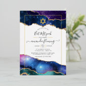 Invitation En Aluminium Galaxy Agate Bat mitzvah (Debout devant)