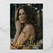 Invitation En Aluminium Galaxy Elegance Photo Black Gold Anniversaire (Recto)