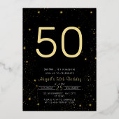 Invitation En Aluminium Galaxy Elegance Photo Black Gold Anniversaire (Verso)