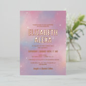 Invitation En Aluminium Galaxy moderne Rose or Bat mitzvah Foil Invitatiat (Debout devant)