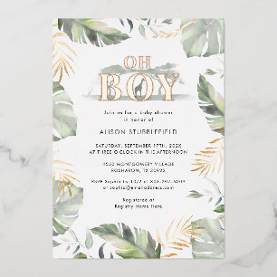 Invitation En Aluminium Garçon aquarelle Safari Baby Shower Rose Gold