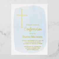 garçon de confirmation aquarelle bleu pastel
