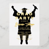 Invitation En Aluminium Garçon moderne Black Gold Graduation Party (Recto)