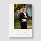 Invitation En Aluminium Garçon Photo moderne First Holy Communion Gold