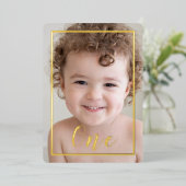 Invitation En Aluminium Garçons 1er anniversaire fête photo et frontière o (Debout devant)