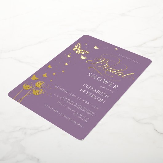 Invitation En Aluminium Garden Butterfly Fleurs sauvages Fête des mariées (Rotation)