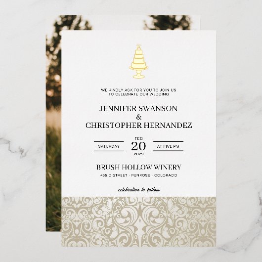 Invitation En Aluminium Gâteau de Mariage (Recto/Verso)