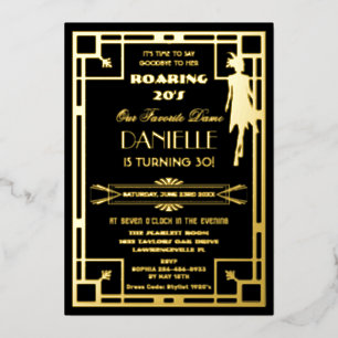 Invitation En Aluminium Gatsby Art déco années 20 30e anniversaire réel