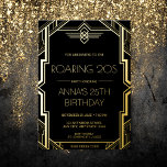 Invitation En Aluminium Gatsby Art Déco Fête d'anniversaire Noir et Or<br><div class="desc">Notre Gatsby Art Déco Black and Gold Birthday Party Invitation est le choix idéal pour une célébration chic et élégante de votre journée spéciale. Inspiré par les fêtes somptueuses et le style cossu du Great Gatsby, cette invitation présente un design élégant et sophistiqué, avec d'élégants motifs dorés et un motif...</div>