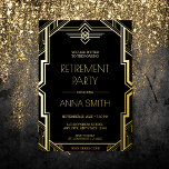 Invitation En Aluminium Gatsby Art Déco Parti de retraite Noir et Or Fo<br><div class="desc">L'invitation à la retraite inspirée de Great Gatsby est le choix idéal pour une célébration chic et élégante de votre retraite. Inspiré par les fêtes somptueuses et le style cossu du Great Gatsby, cette invitation présente un design élégant et sophistiqué, avec d'élégants motifs dorés et un motif audacieux et géométrique....</div>