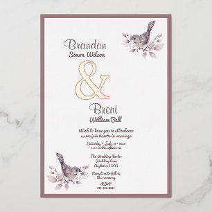 Invitation En Aluminium Gay Dusty Bourgogne et Rose Gold Ampersand