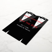 Invitation En Aluminium Gay Noël Enregistrer la Date Rouge et Argent Feuil (Rotation)