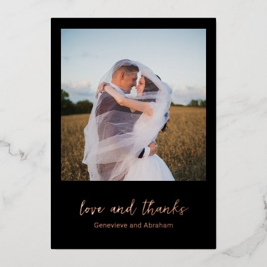 Invitation En Aluminium Genevieve Black Photo Mariage moderne (Recto)