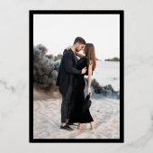 Invitation En Aluminium Genevieve Black Photo Mariage moderne (Verso)