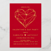 Invitation En Aluminium Geometric Heart Saint-Valentin Party Réel (Recto)
