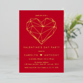 Invitation En Aluminium Geometric Heart Saint-Valentin Party Réel (Debout devant)
