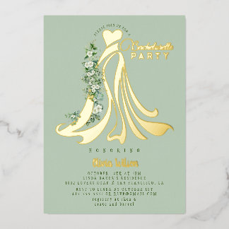 Invitation En Aluminium Géométrique Gold Tropical Green Bachelorette Party