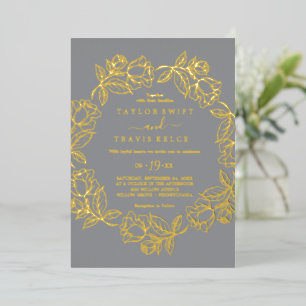 Invitation En Aluminium Gilded Floral Mariage décontracté en feuille d'o
