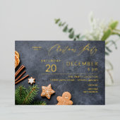 Invitation En Aluminium Gingerbread Cookie & Orange Christmas Party (Debout devant)
