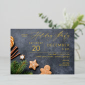 Invitation En Aluminium Gingerbread Cookie & Orange Holiday Party (Debout devant)