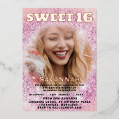 Invitation En Aluminium Girly Sweet 16 Rose Gold Calligraphie & Parties sc (Recto)