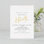 Invitation En Aluminium Glam 50th Anniversaire Script White Real<br><div class="desc">Glam 50th Birthday Party Script blanc. Véritable feuille pour le cinquantième en or,  or rose ou argent pour une touche classe. Le Fifantième est aménagé dans un style d'écriture moderne. Personnalisez facilement le reste du texte à vous.</div>