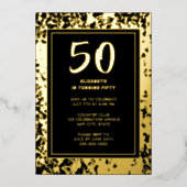 Invitation En Aluminium Glam 50th Black Gold Birthday Photo Bold Luxe (Recto)