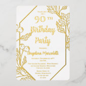 Invitation En Aluminium Glam Berries | Cadre Feuille 90e anniversaire (Recto)