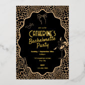 Invitation En Aluminium Glam Black & Gold Leopard Print Bachelorette Party (Recto)