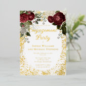 Invitation En Aluminium Glam Burgundy Rose Floral (Debout devant)