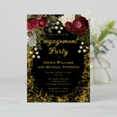 Invitation En Aluminium Glam Burgundy Rose Floral (Debout devant)
