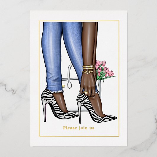 Invitation En Aluminium Glam Chic Fête des mariées de mode (Recto)