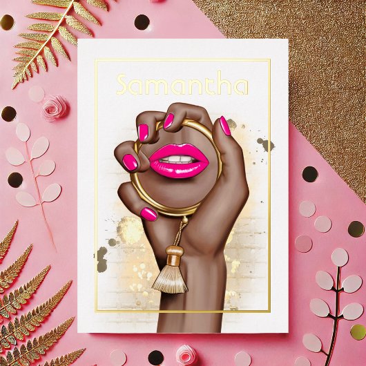 Invitation En Aluminium Glam Chic rose et or Real Foil Anniversaire