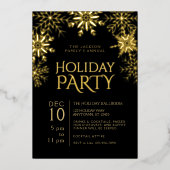 Invitation En Aluminium Glam de vacances Gold & Black Houndstooth & Snowfl (Recto)