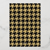 Invitation En Aluminium Glam de vacances Gold & Black Houndstooth & Snowfl (Verso)