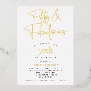 Invitation En Aluminium Glam FIfty Fabulous Script Réel