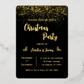 Invitation En Aluminium Glam Gold Parties scintillant Noël Black Party (Recto)