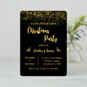 Invitation En Aluminium Glam Gold Parties scintillant Noël Black Party (Debout devant)