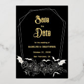 Invitation En Aluminium Glam gothique Noir mariage Enregistrer la date (Recto)
