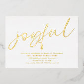 Invitation En Aluminium Glam Joyeux Script Noël Party Blanc Real (Recto)