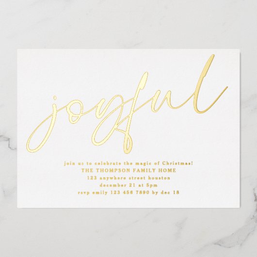 Invitation En Aluminium Glam Joyeux Script Noël Party Blanc Real (Recto)