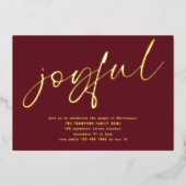 Invitation En Aluminium Glam Joyeux Script Noël Party Bourgogne Real (Recto)