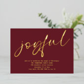 Invitation En Aluminium Glam Joyeux Script Noël Party Bourgogne Real (Debout devant)
