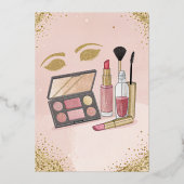 Invitation En Aluminium glam maquillage fête d'anniversaire blush rose (Verso)