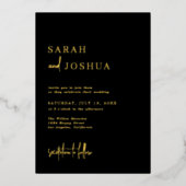 Invitation En Aluminium Glam Simple Calligraphie Script Mariage Black Gold (Recto)